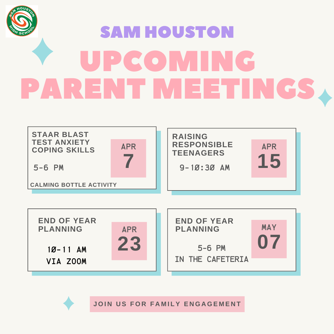 Spring Parent Meetings, Sessions, Events